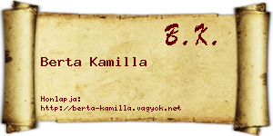 Berta Kamilla névjegykártya